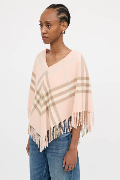 Shawl Burberry Ponchos For Women Check Wool Cashmere Cape In Sand