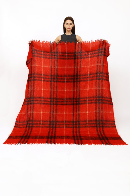 Burberry Red Check Mohair Blend Blanket