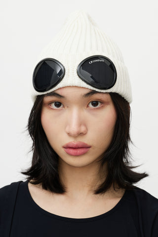 ぴ*ん様 美品 cp company COTTON GOGGLE BEANIE C.P.-Company-Cream-Wool-Knit-