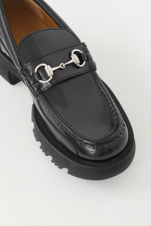 Black & Silver Leather Romance Platform Loafer