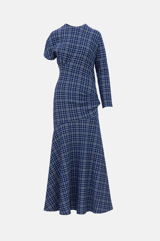 calvin klein blue gingham dress Fall Gingham Maxi Dress from Calvin Klein