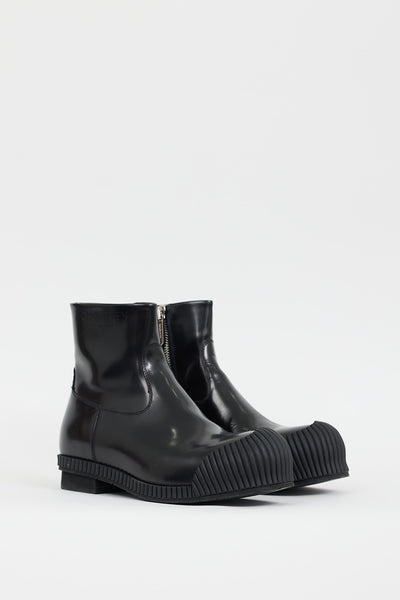 Black Leather & Rubber Dednse 50 Fireman Boot