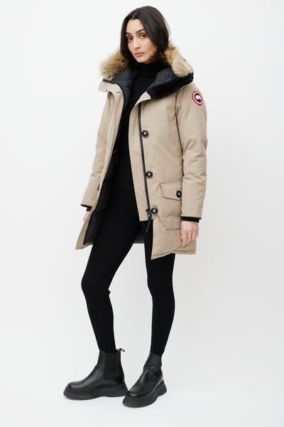 Beige Fur Trim Down Parka