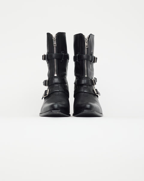 Celine // Black Leather Zip Front Boot – VSP Consignment