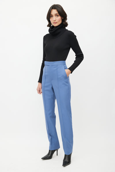 Blue Straight Leg Trouser