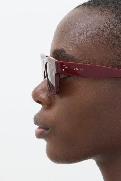 Celine Transparent Burgundy Square Sunglasses Black Frame 41 sunglasses in Acetate - TRANSPARENT BURGUNDY  main image 4