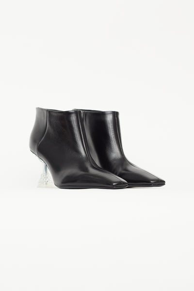 Fall 2018 Black Leather & Crystal Heel Boot