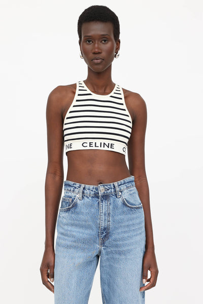 Celine // Striped Rib Logo Sports Bra – VSP Consignment
