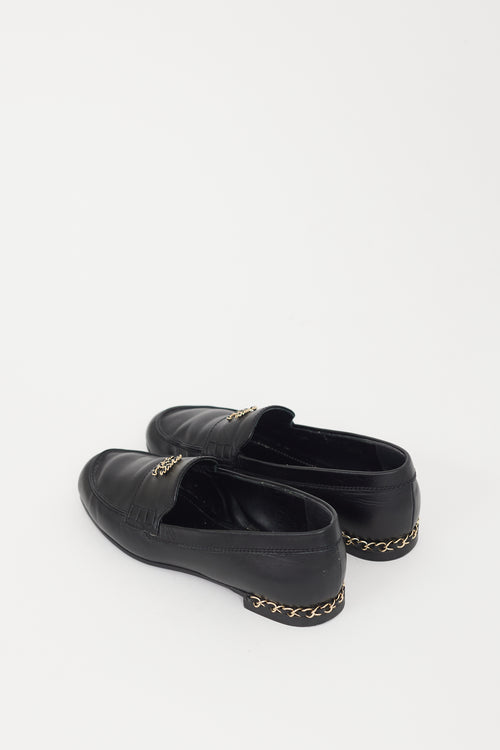 Chanel Black & Gold Leather Chainlink Loafer