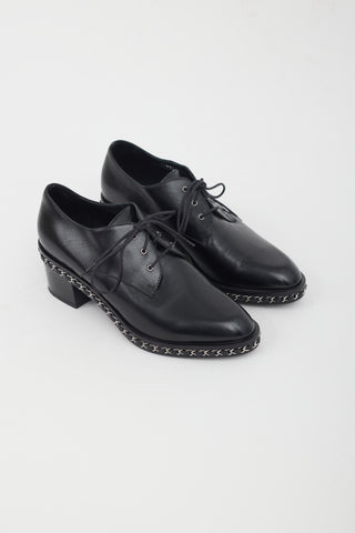 Chanel Black Leather Block Heel Oxford