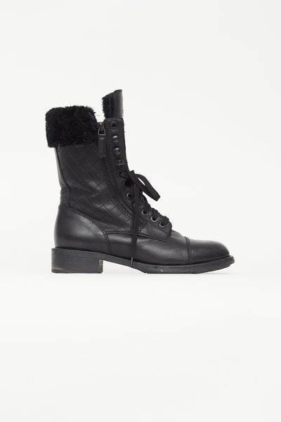 Quilted combat store boots