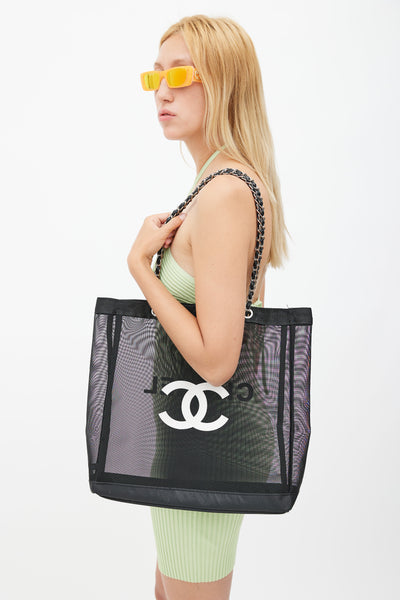 Canvas Tote Chanel Vip Shopper CHANEL Mesh BAG Black Beach Tote