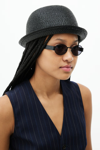Chanel Black Woven Shiny Bowler Hat