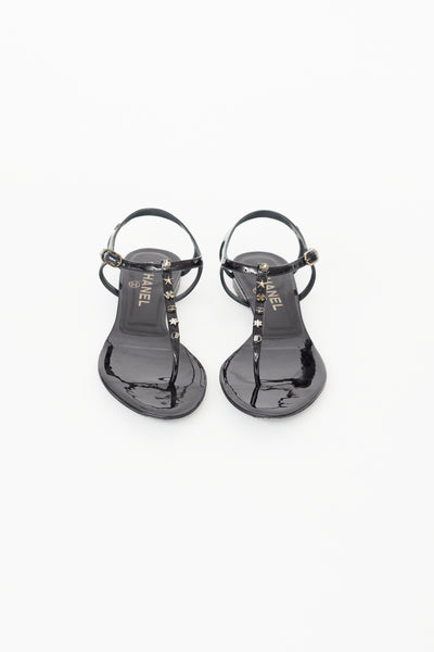 Chanel // Black Patent T-Strap Sandal – VSP Consignment