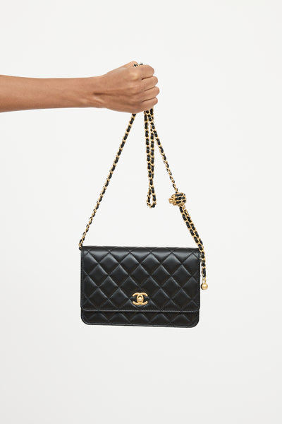 Chanel // Black Leather Pearl Crush Wallet On Chain – VSP