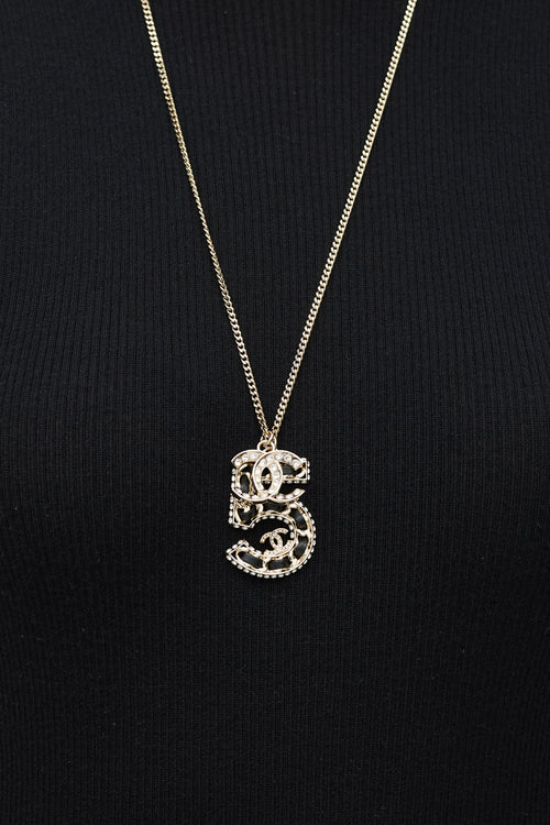 Chanel Gold & Black 5 CC Pendant Necklace