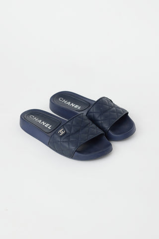 Chanel-Navy-Rubber-CC-Slide-