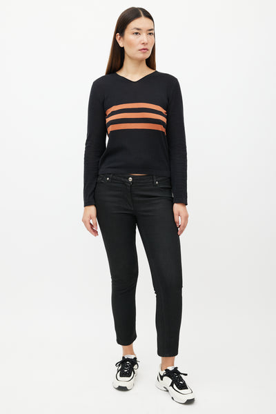 Chanel // SS 1999 Black & Orange Knit Striped Top – VSP Consignment
