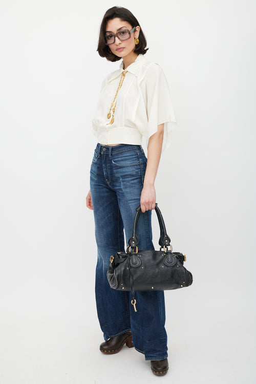 Chloé Black & Gold Leather Paddington Bag