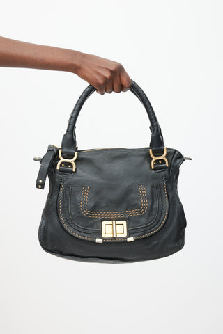 Chloé Black & Gold Leather Marcie Bag