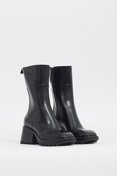 Chloé // Black Rubber Betty Rain Boot – VSP Consignment