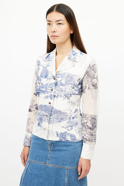 Chloé // Cream & Navy Silk Toile De Jouy Print Shirt – VSP