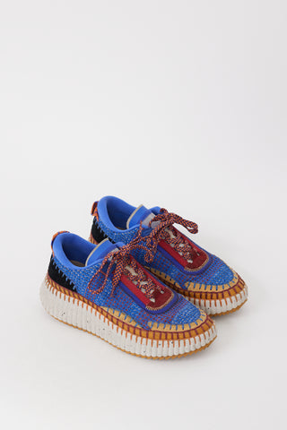 Chloé Blue & Multicolour Woven Nama Sneaker