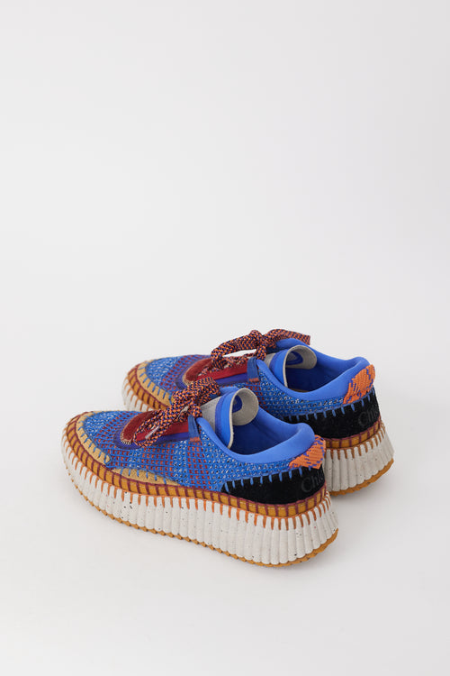 Chloé Blue & Multicolour Woven Nama Sneaker