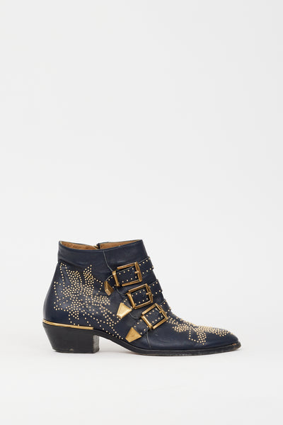 Chloé // Navy Gold Studded Susanna Boot – VSP Consignment