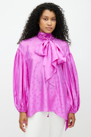 Chloé // Pink Silk Monogram Scarf Shirt – VSP Consignment