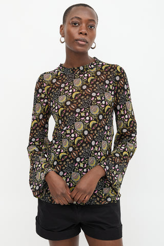 sheer black floral top
