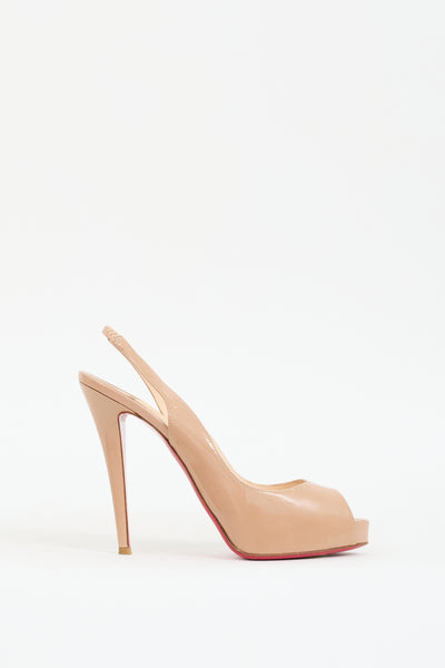 Christian Louboutin // Beige Patent Private Number 120 Slingback
