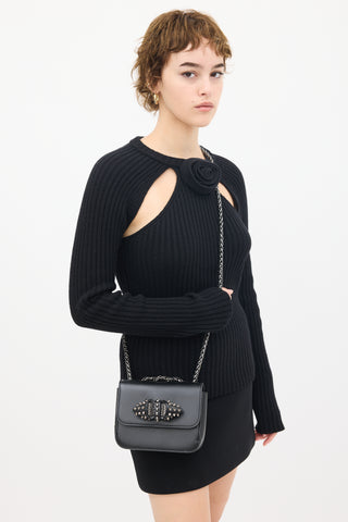 Christian Louboutin // Black Leather Studded Sweet Charity Bag