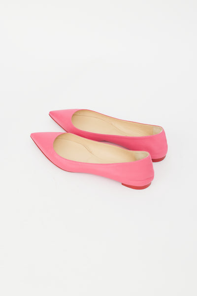 Pink leather flat on sale shoes