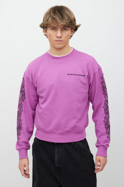 Purple & Black Graphic Printed Crewneck Sweater