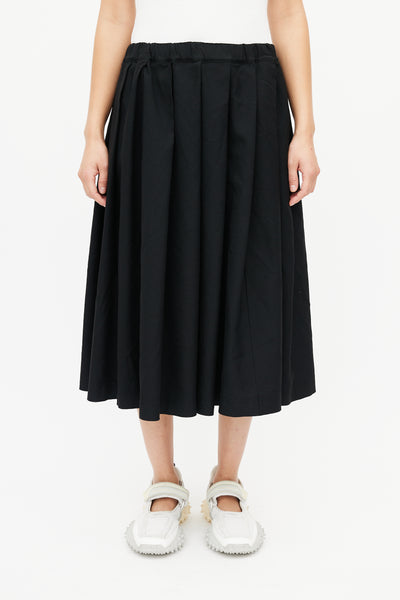 スカート COMME des GARCONS BLACK PLEATS SKIRT Comme des Garçons // BLACK Black Pleated Midi Skirt – VSP Consignment