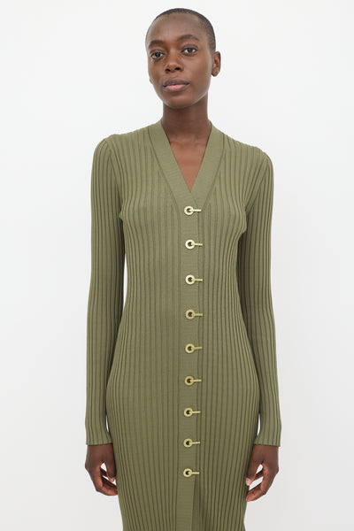 Dion Lee // Green Ribbed V-Neck Dress – VSP Consignment