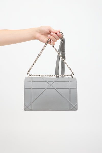 Grey Diorama Bag Dior // 2017 Grey Leather Diorama Shoulder Bag