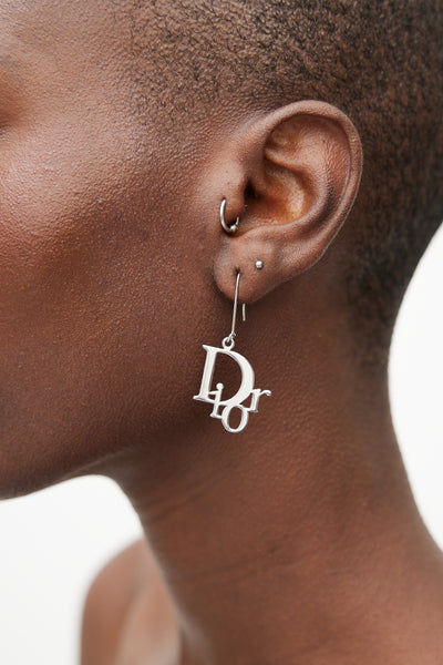 Dior-Silver-Logo-Drop-Earring-