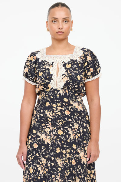 Dôen // Silk Floral Lace Belted Dress – VSP Consignment