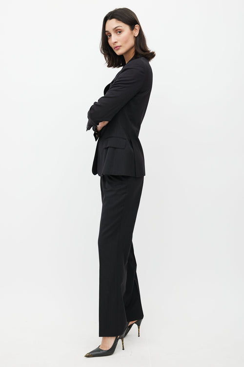 Dolce & Gabbana Black Wool Pinstripe Two Piece Suit