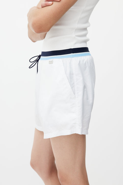 Dolce & Gabbana White & Blue Stripe Swim Short