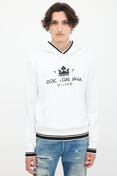 トップス D&G Dolce&Gabbana hoodie Dolce-Gabbana-White-Crown-Logo