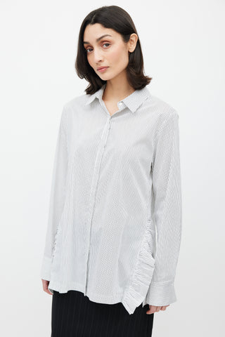 Dorothee Schumacher White & Navy Stripe Ruffle Shirt
