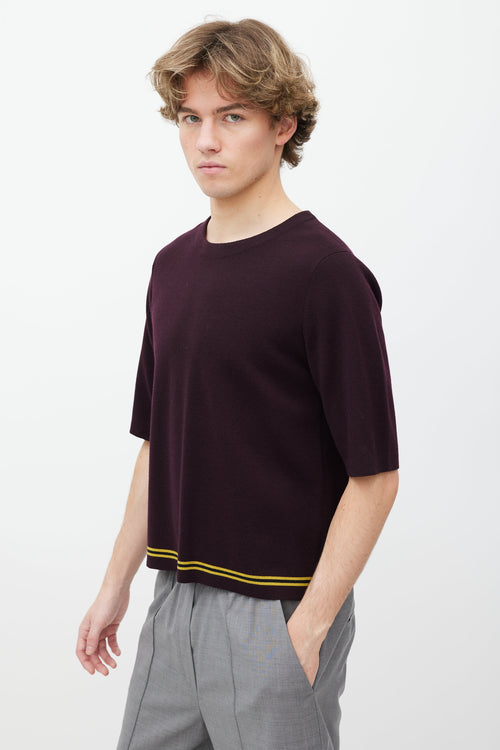 Dries Van Noten Burgundy Wool Knit Shirt