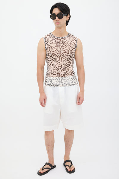 トップス DRIES VAN NOTEN MESH TANK TOP Dries Van Noten // SS 2016 White & Black Mesh Tattoo Tank Top