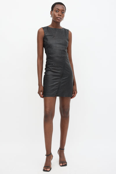 drome leather dress Drome // Leather Zip Sheath Dress – VSP Consignment