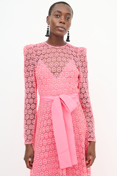 Elie Saab // Pink Silk Blend Lace Dress – VSP Consignment