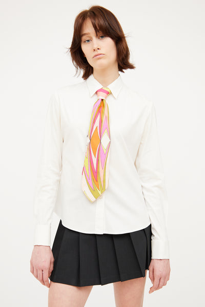 Orange & Pink Silk Neck Tie