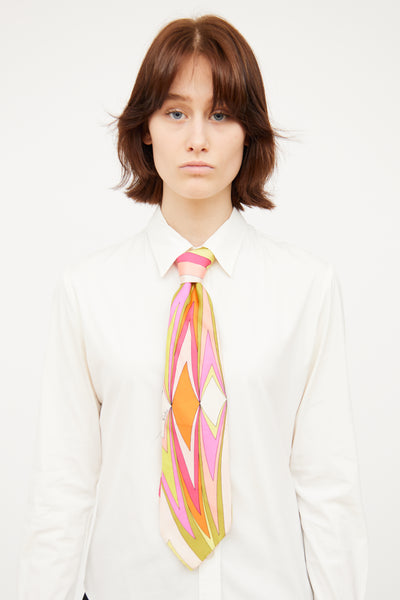 Orange & Pink Silk Neck Tie